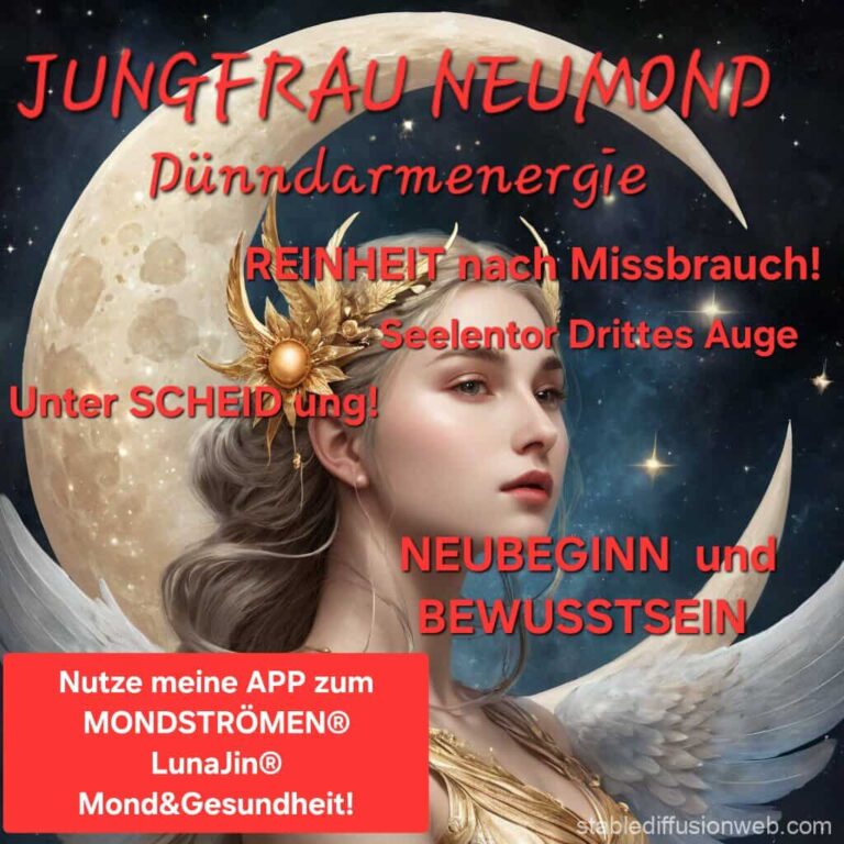 Mehr über den Artikel erfahren JUNGFRAU-NEUMOND!   Der ERSTE von in diesem Jahr ausnahmsweise ZWEI(!!!!) JUNGFRAU-NEUMONDEN im Jahr!