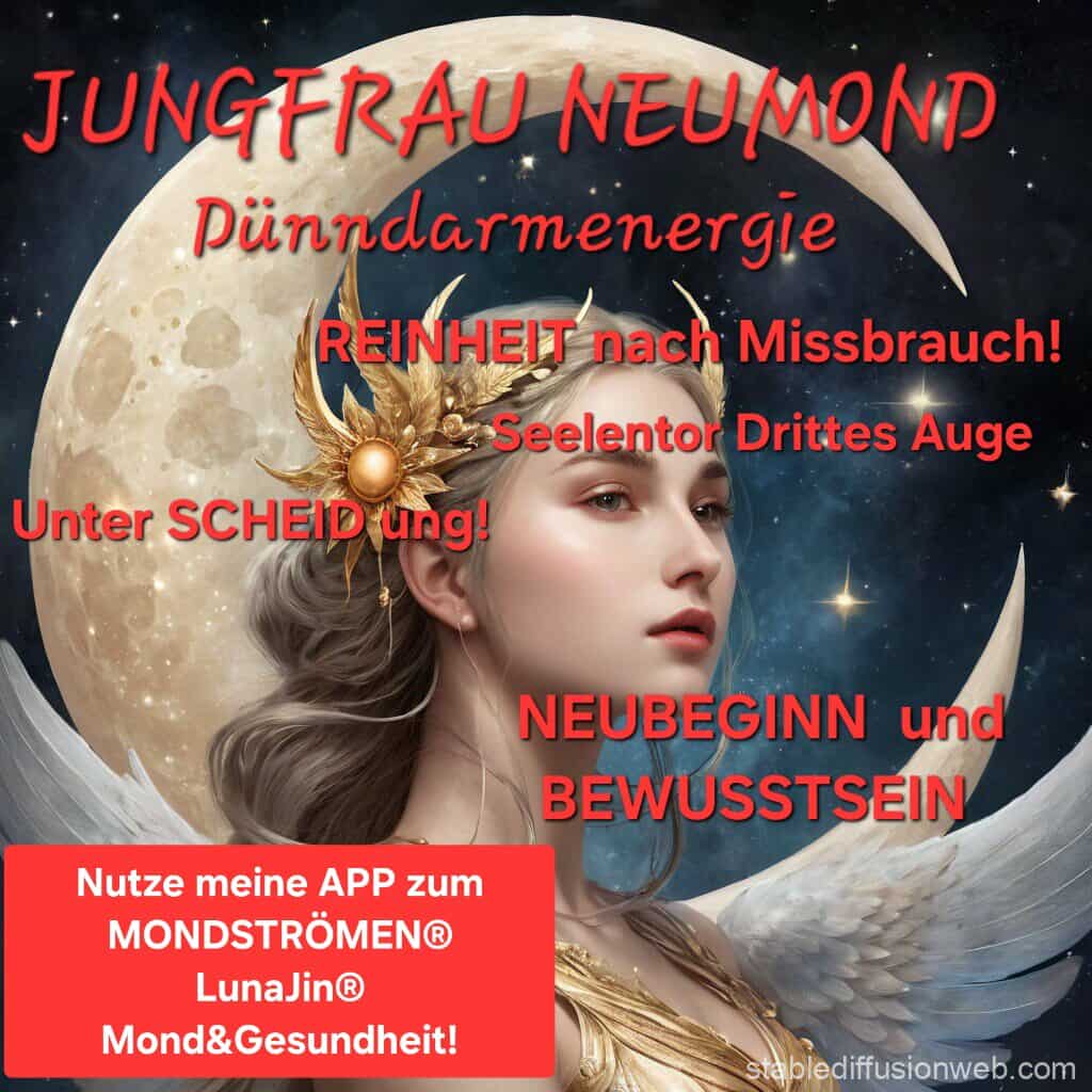 Mehr über den Artikel erfahren JUNGFRAU-NEUMOND!   Der ERSTE von in diesem Jahr ausnahmsweise ZWEI(!!!!) JUNGFRAU-NEUMONDEN im Jahr!